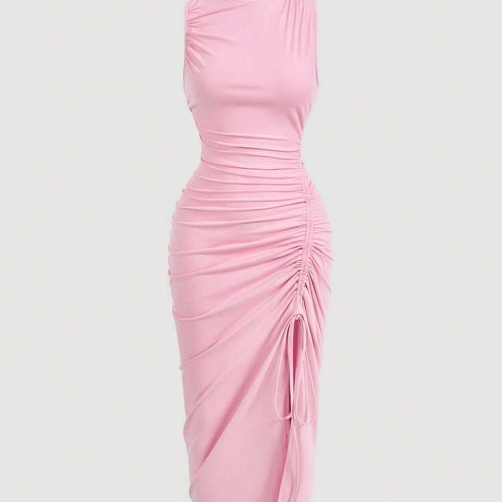Elegant Pink Ruched Dress